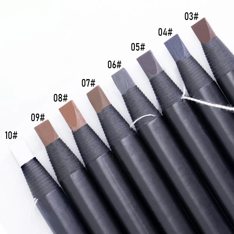 1pcs HAOZHUANG Hard Core Eyebrow Pencil Long-lasting Waterproof with Brush Suitable for Eyebrow Tattoo and Makeup Artists