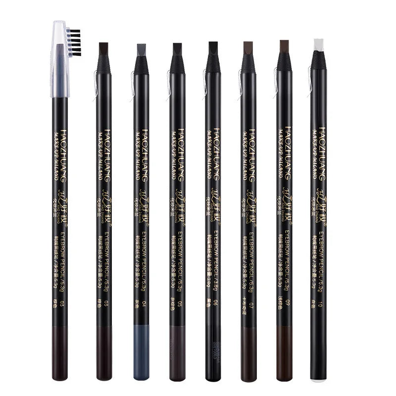 1pcs HAOZHUANG Hard Core Eyebrow Pencil Long-lasting Waterproof with Brush Suitable for Eyebrow Tattoo and Makeup Artists