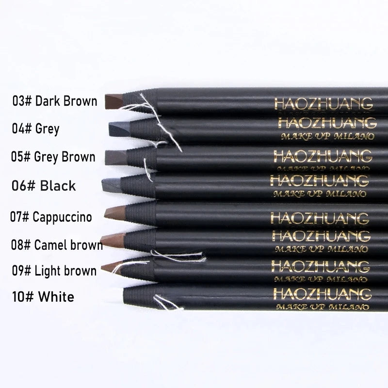 1pcs HAOZHUANG Hard Core Eyebrow Pencil Long-lasting Waterproof with Brush Suitable for Eyebrow Tattoo and Makeup Artists
