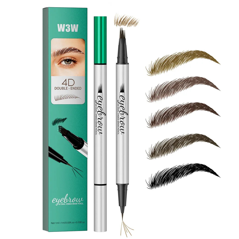 W3W Double-ended Eyebrow Pencil 4D Micro-sculpting Eybrow Styling Gel Waterproof Sweat-proof Smudge-resistant Liquid Eyebrow Pen