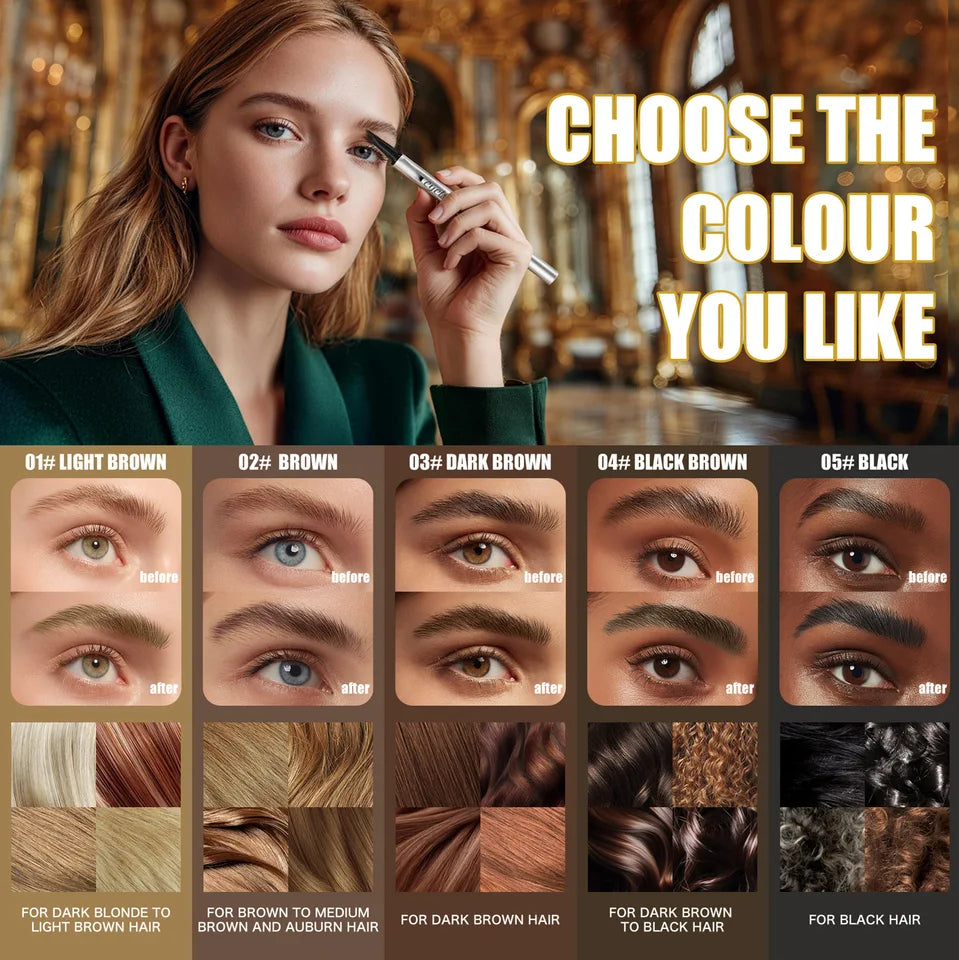 W3W Double-ended Eyebrow Pencil 4D Micro-sculpting Eybrow Styling Gel Waterproof Sweat-proof Smudge-resistant Liquid Eyebrow Pen
