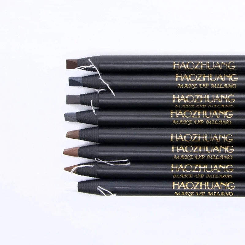 HAOZHUANG pull Eyebrow Pencil Black Makeup High Quality Wild Line Eyebrow Pencil Hard Core Flat Head pen White Waterproof
