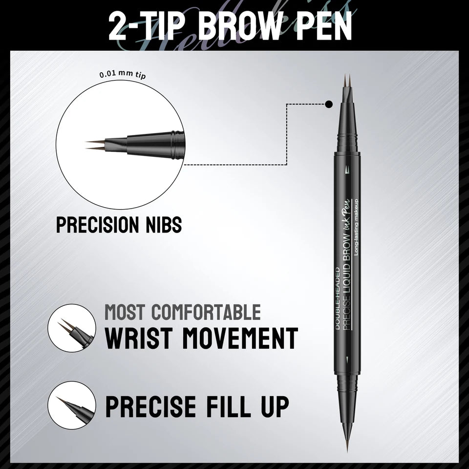 Hellokiss Two-Pronged Liquid Eyebrow Pencil, Waterproof and Sweat-Proof Wild Double-Ended 2-in-1 Liquid Eyebrow Pencil