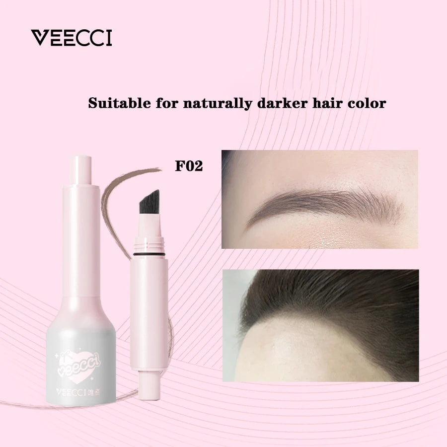 VEECCI Hairline Pen Liquid Eyebrow Pencil Longlasting Waterproof Vivid Wild Eyebrow Natural Press Multi-purpose Eyebrow Tint